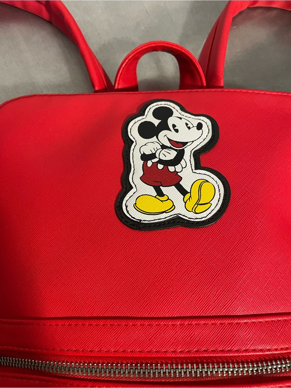 Disney Red Faux Leather Backpack with Graphic Mickey Mouse Patch - Picture 2 of 8